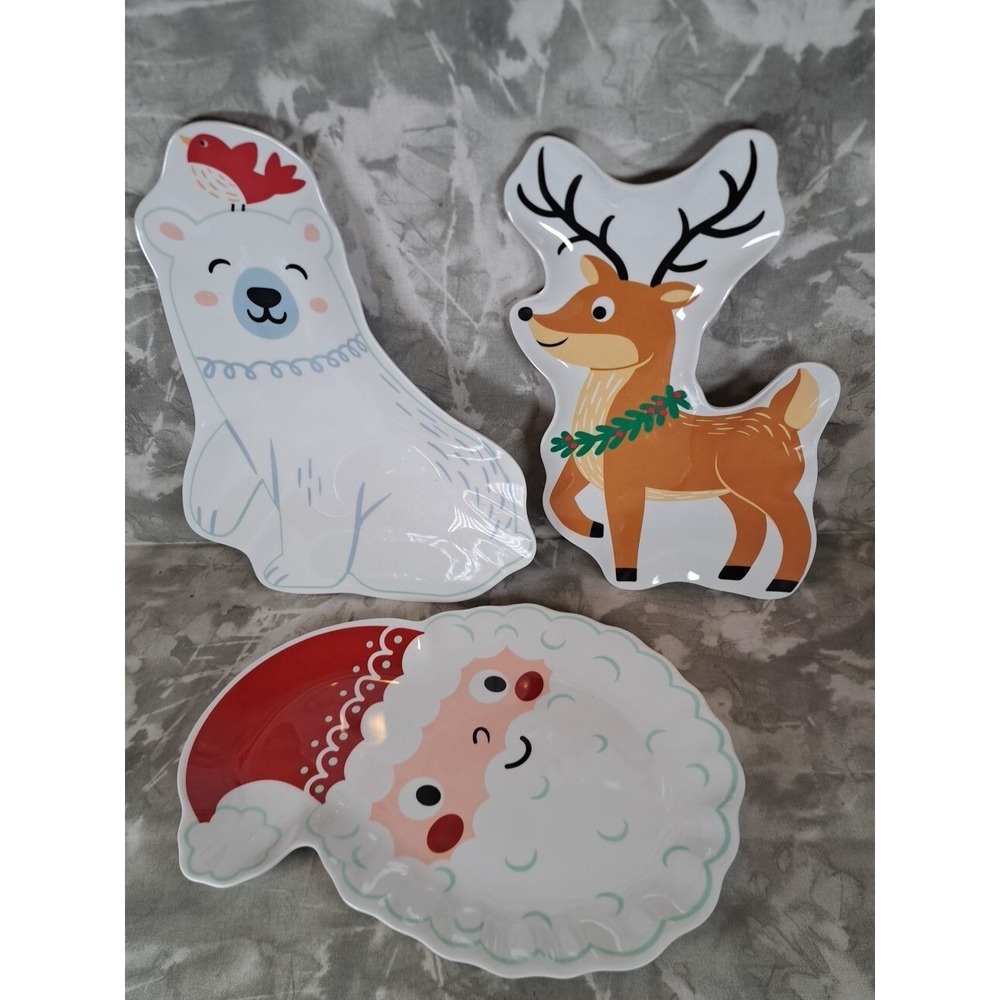 Target Wondershop Santa, Reindeer, Polar Bear Melamine Plates Set of 3